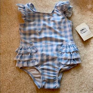 Tucker + Tate blue gingham ruffle one piece